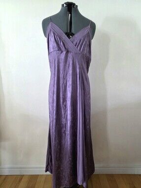 Vintage Valerie Stevens 100% Silk Jacquard Slip Dress | Purple Floral Maxi